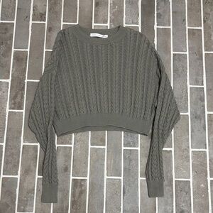 Altar'd State Olive Cable Knit Sweater